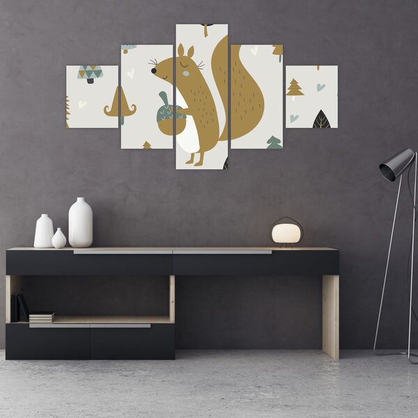 Obraz - Veverka s oříškem (125x70 cm)