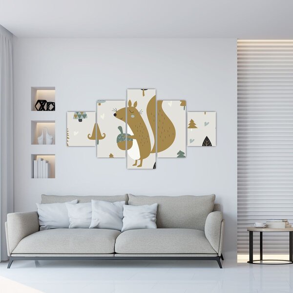 Obraz - Veverka s oříškem (125x70 cm)
