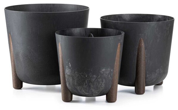 PLASTOVÝ KVĚTINÁČ MOSS 30X28,5 CM IMITACE BETONU ČERNÁ