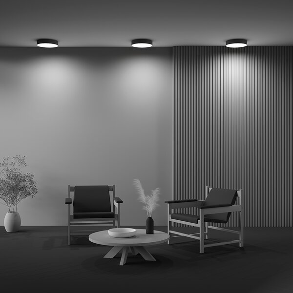 Maytoni Moderní stropní LED svítidlo ZON, 36W, ⌀ 30 cm, 3000K Barva: Černá