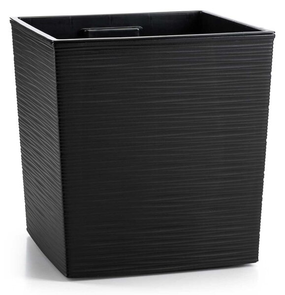 PLASTOVÝ KVĚTINÁČ FLORE RIFLO SADA 2KS 30X30 CM+25X25 CM ČERNÁ