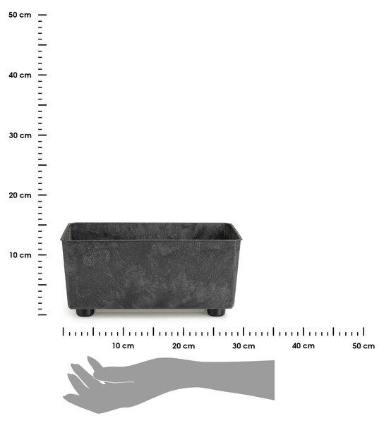 PLASTOVÝ KVĚTINÁČ SALVIA 28,5X17 CM IMITACE BETONU ČERNÁ