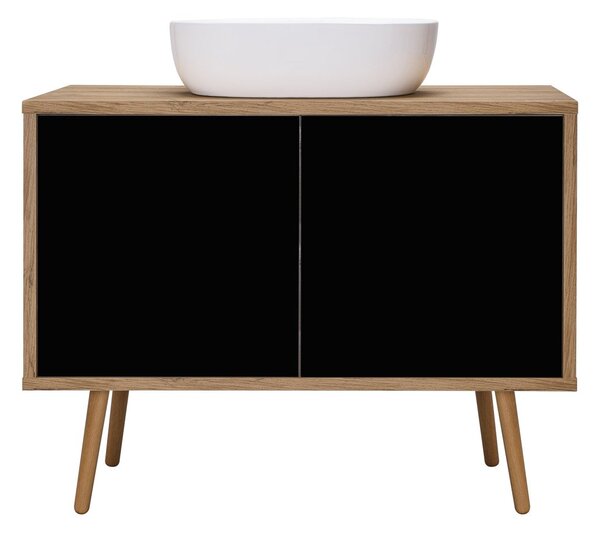 Oltens Hedvig skříňka 95x45x49.7 cm pod umyvadlo závěsná černá-dub 60204360
