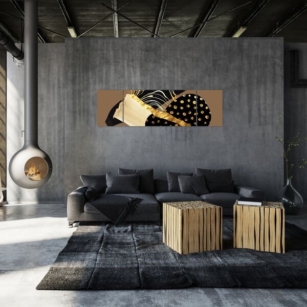 Obraz - Abstrakce golden brown N⁰1 (170x50 cm)