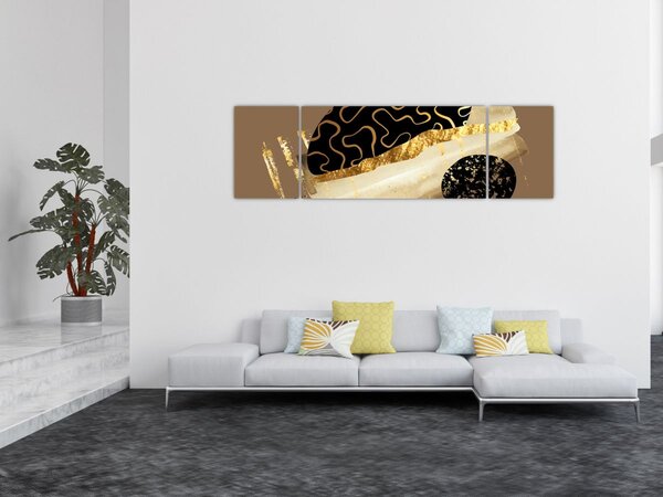 Obraz - Abstrakce golden brown N⁰3 (170x50 cm)