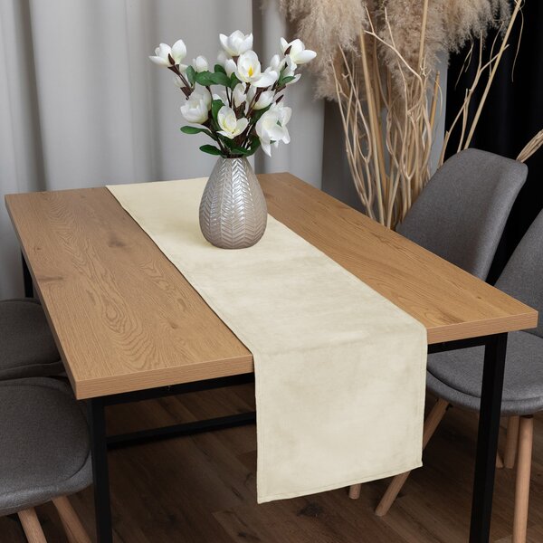 Biante Sametový běhoun na stůl Velvet Premium SVP-003 Smetanový 35x120 cm