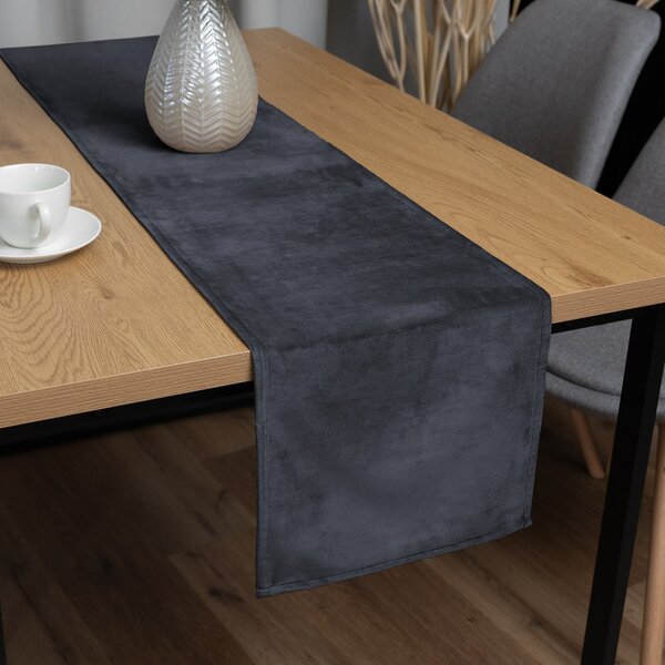 Biante Sametový běhoun na stůl Velvet Premium SVP-004 Antracitově šedý 35x120 cm