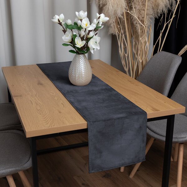 Biante Sametový běhoun na stůl Velvet Premium SVP-004 Antracitově šedý 35x120 cm