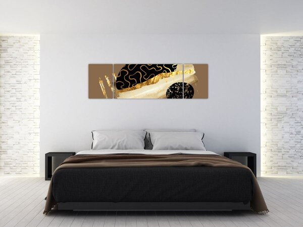 Obraz - Abstrakce golden brown N⁰3 (170x50 cm)