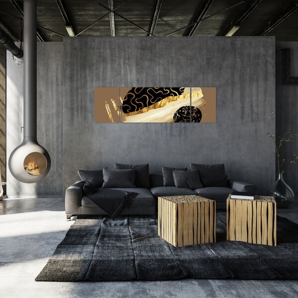 Obraz - Abstrakce golden brown N⁰3 (170x50 cm)