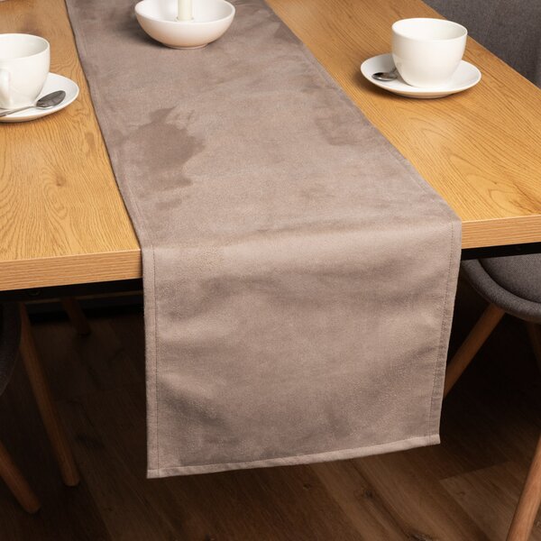 Biante Běhoun na stůl/imitace broušené kůže Alcantara ALC-006 Béžový 20x120 cm