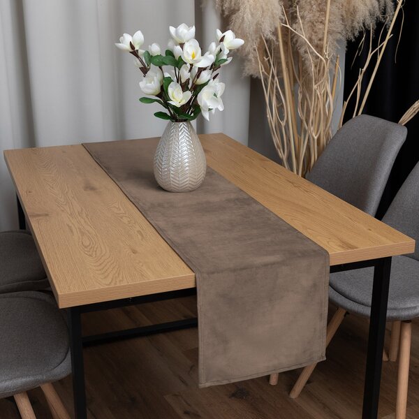 Biante Sametový běhoun na stůl Velvet Premium SVP-005 Světle hnědý 35x120 cm