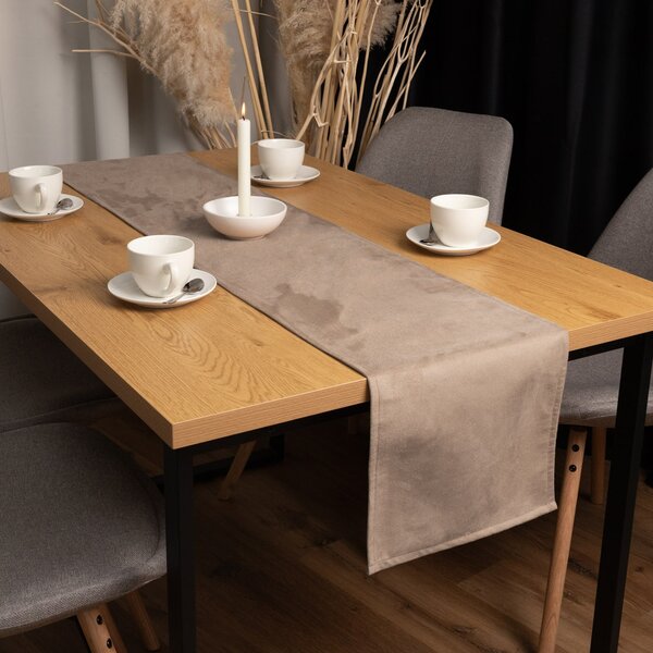 Biante Běhoun na stůl/imitace broušené kůže Alcantara ALC-006 Béžový 20x120 cm