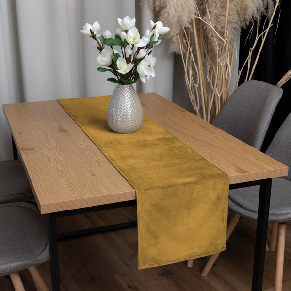 Biante Sametový běhoun na stůl Velvet Premium SVP-009 Hořčicový 35x120 cm