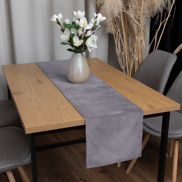 Biante Sametový běhoun na stůl Velvet Premium SVP-013 Šedý 35x120 cm