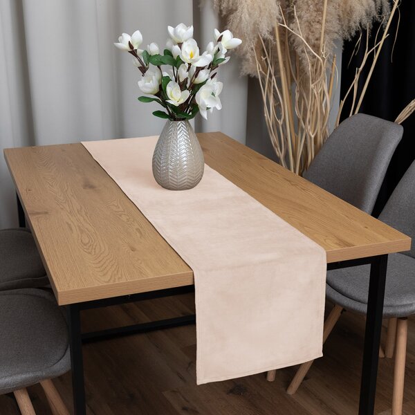 Biante Sametový běhoun na stůl Velvet Premium SVP-020 Béžový 35x120 cm