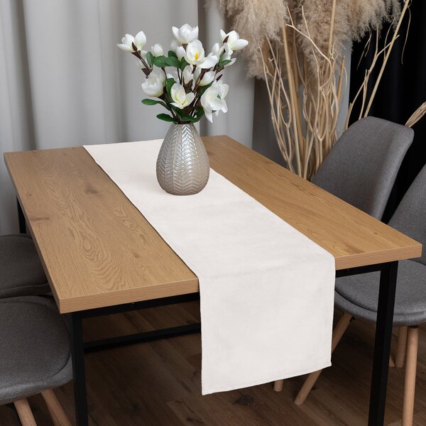 Biante Sametový běhoun na stůl Velvet Premium SVP-024 Krémově bílý 35x160 cm