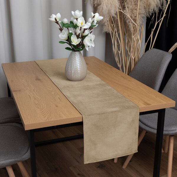 Biante Sametový běhoun na stůl Velvet Premium SVP-026 Kávově béžový 35x120 cm