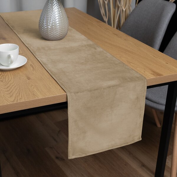 Biante Sametový běhoun na stůl Velvet Premium SVP-026 Kávově béžový 35x120 cm