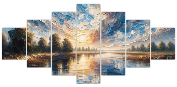Obraz - Malba slunce nad vodou (210x100 cm)