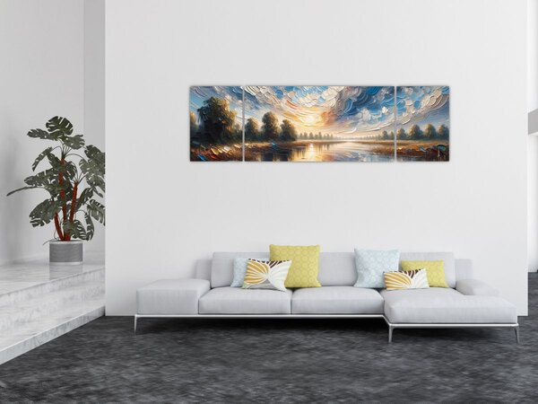 Obraz - Malba slunce nad vodou (170x50 cm)