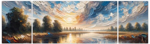 Obraz - Malba slunce nad vodou (170x50 cm)