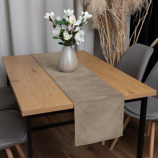 Biante Sametový běhoun na stůl Velvet Premium SVP-030 Šedobéžový 35x120 cm