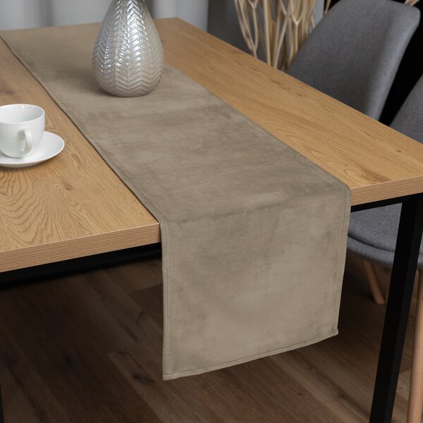 Biante Sametový běhoun na stůl Velvet Premium SVP-030 Šedobéžový 35x120 cm