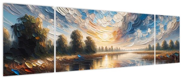 Obraz - Malba slunce nad vodou (170x50 cm)