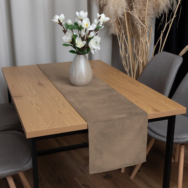 Biante Sametový běhoun na stůl Velvet Premium SVP-034 Kávově hnědý 35x120 cm