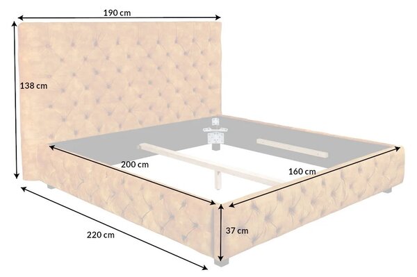 Designová postel Laney 160 x 200 cm hořčicový samet