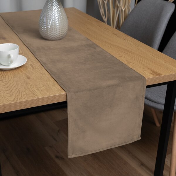 Biante Sametový běhoun na stůl Velvet Premium SVP-034 Kávově hnědý 35x120 cm