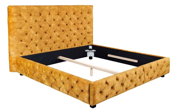 Designová postel Laney 160 x 200 cm hořčicový samet