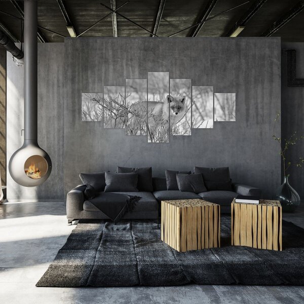 Obraz - Lišák, černobílá (210x100 cm)