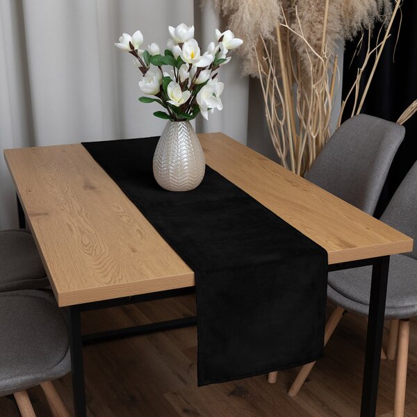 Biante Sametový běhoun na stůl Velvet Premium SVP-041 Černý 35x120 cm