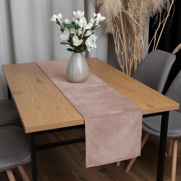 Biante Sametový běhoun na stůl Velvet Premium SVP-043 Pudrově růžový 35x120 cm