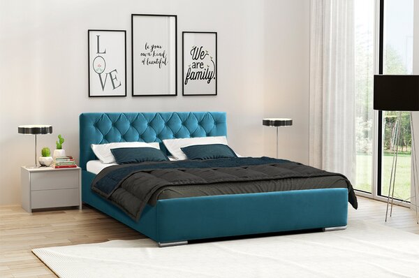 Postel RYAN 06 STANDARD 180x200 cm - stříbrné nohy Tmavě tyrkysová