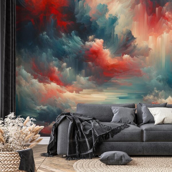 Fototapeta - Modro-červená abstrakce (245x170 cm)