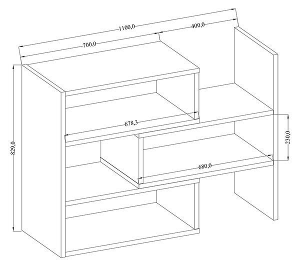 Regál KAROL 03 | nastavitelná šířka 72,5-125 cm x 83 cm | bílá | lamino o síle 22 mm