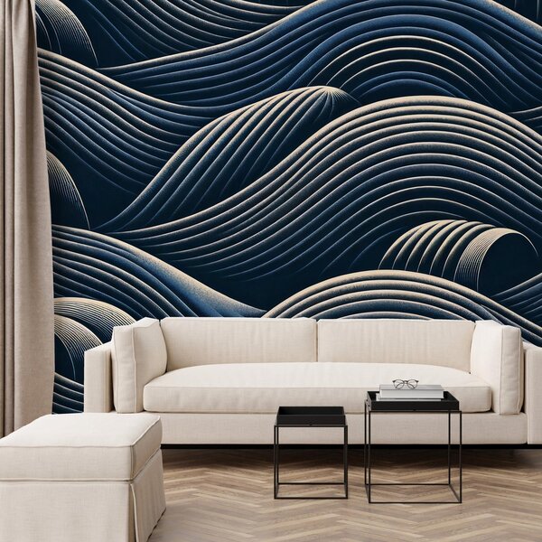Fototapeta - Tmavé geometrické vlny (245x170 cm)