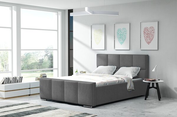 Postel OLIVIA 13 STANDARD 140x200 cm - stříbrné nohy Grafitová