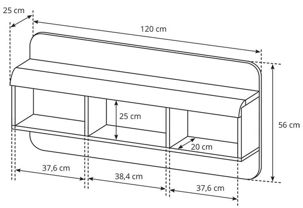 LINK s | závěsná police | 120 cm | sonoma