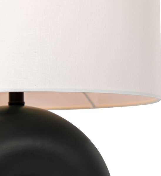 Designová stolní lampa černá s bílým lněným stínítkem - Lotti