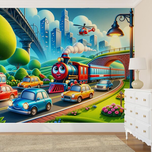 Fototapeta - Veselá městská doprava (245x170 cm)