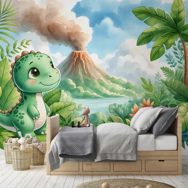 Fototapeta - Dino a sopka (245x170 cm)