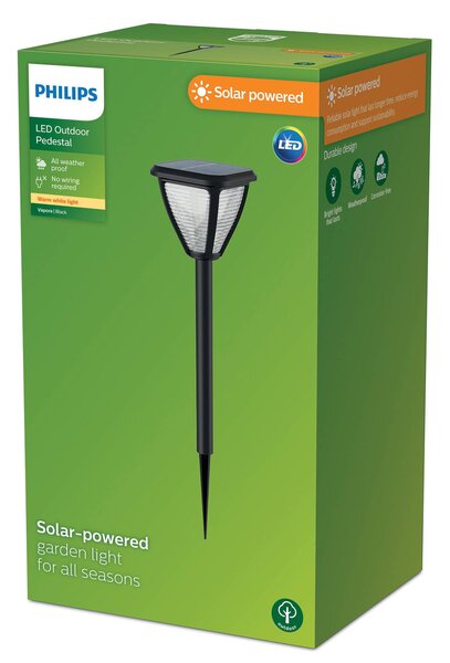 Philips Solární světlo LED se zemním hrotem Vapora, Černá, Plast, Moderní, Venkovní bodové svítidlo / zabodnuté do země