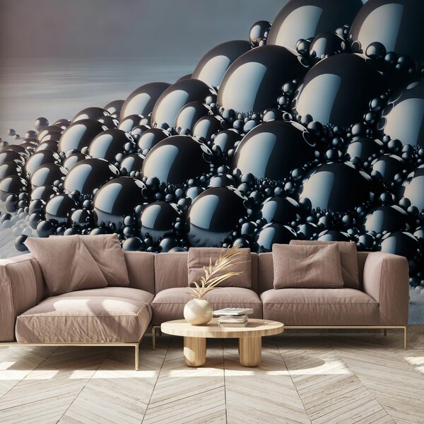 Fototapeta - Hromada černých koulí (245x170 cm)
