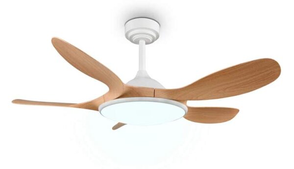 Trio Leuchten R69682130 FLEN - Stropní LED ventilátor s dálkovým ovladačem v imitaci dřeva, LED 24W, 2800lm, 2700-6500K, Ø 108cm (LED stropní ventilátor stmívatelný ovladačem s možností změny barvy světla)