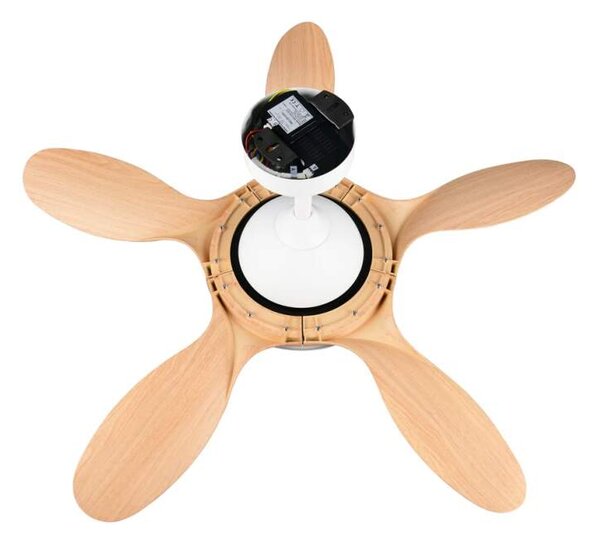 Trio Leuchten R69682130 FLEN - Stropní LED ventilátor s dálkovým ovladačem v imitaci dřeva, LED 24W, 2800lm, 2700-6500K, Ø 108cm (LED stropní ventilátor stmívatelný ovladačem s možností změny barvy světla)