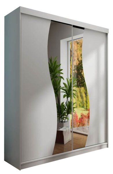 - Zrcadlová šatní skříň 150 cm s RGB LED osvětlením ELVIRA 4 - bílá
